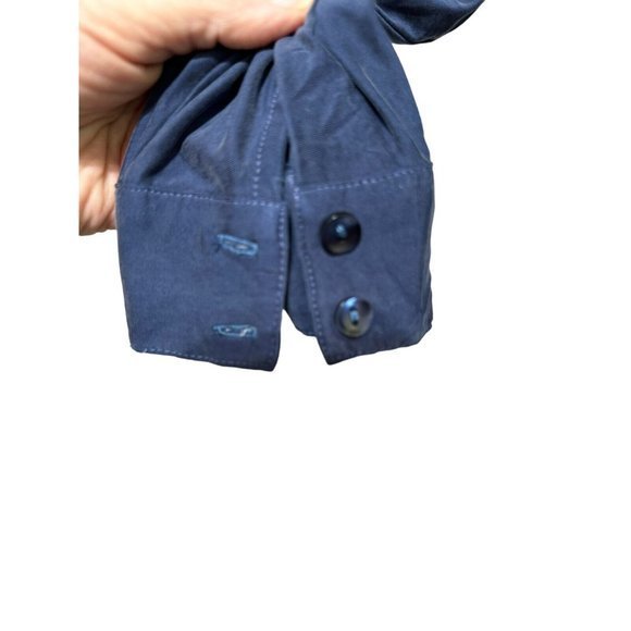 YFB Womens Large Top Blouse Blue V Neck Wrap Woven L/S Collar Cupro Spandex - Picture 4 of 9